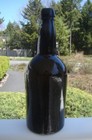 Antique 1860 S Three-piece Mold Black Glass Sand Pontil Ale Or Liquor Bottle