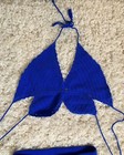 La Hearts Set Womens S Crochet Top Medium Pant Bottom Blue