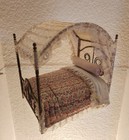 Dollhouse Miniature Vintage Artisan Dressed Iron Canopy Bed 1 12 Scale Amazing 