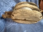 Large Block   Tackle Double Pulley Wood   Iron Metal Barn Maritime Hook Nautical