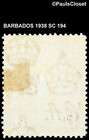 Barbados 1938 Sc 194 Seal Of The Colony 1p Carmine Mhr F vf