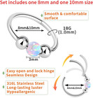 2pcs 18g Lab-created Opal Nose Rings 316l Surgical Steel 8mm 10mm