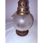 Frosted Etched Star Glass Brass Candle Lantern Hanging Tea Light Holder Vintage