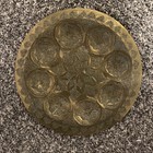 Vintage Large Round Brass Tray Floral Clover Gold Made Unknown 10 5   