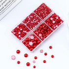 3600pcs Red Flatback Half Pearls  2mm 3mm 4mm 5mm 6mm 8mm Half Pearls For Crafts
