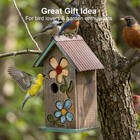 Hand-painted Floral Wooden Bird House 11  Rustic Outdoor Birdhouse Birds Garden