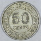 1961 Malaya   British Borneo 50 Cents Unc Z267