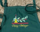 Vintage Happy Holidays Green Kitchen Apron By American