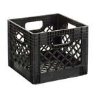  2 Pack   16qt Heavy-duty Plastic Square Milk Crate Black