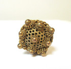 Antique Hatpin Pierced Brass Wirework Flowers