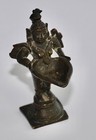 Small Antique Standing Bronze Indian Votive Vishnu Butter Lamp 18 19th Century