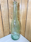 Am Vintage Wine Bottle Green Glass Embossed Grapes And Leaves 12  Tall With Cork