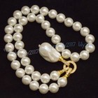 8 10 12 14mm White South Sea Shell Pearl Round Beads Baroque Pendant Necklace