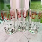 Vtg Mcm Red Black Geometric Highball Glasses Set Of 3 Cocktail Glasses Retro Bar