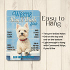 Westie Bathroom Sign Wag   Wash Bathtub Bath Funny Dog Metal Highland Terrier