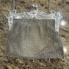 Antique Art Nouveau Purse Embossed German Silver Chainmail Mesh Evening Bag Line