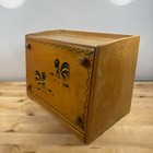 Vintage Woodpecker Wood Ware Hand Painted Rooster Bread Box Cutting Board Japan