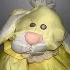 Fisher Price Puffalump Bunny Rabbit Yellow Eyelet Dress Plush Toy Vintage 1986