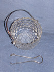 Vintage Fostoria American Clear Ice Bucket With Detachable Handle   Tongs