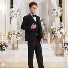 Boys Tuxedo Kids Suit Wedding School Birthday Party Easter Black Outfit Set