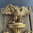 Large Pair Of Gilt Wood Candle Wall Sconces Neoclassical Eagle Italy Vintage