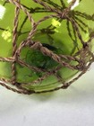 Vintage 6    Hand Blown Green Glass Fishing Float Buoy Ball W net Beach Ocean