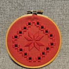 Norwegian Style Hardanger Needlework In Wood Round Embroidery Frame 4 