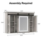 Farmhouse Led Medicine Cabinet Mirror bathroom Cabinet With Sliding Barn Door