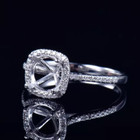 6 Mm Round Moissanite Women Semi Mount Halo Wedding Ring 14k White Gold Plated