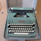 Vtg 1950s Royal Quiet Deluxe Portable Manual Typewriter Blue Green Tweed Case