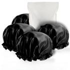4 Pack Large Shower Cap Waterproof Reusable Satin Women Men Long Hair Bath Black