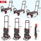 Folding Hand Truck Dolly  330lb Convertible 4 To 2 Wheel Moving Cart  Red