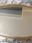 Vintage 24k Gold Plated Filigree Mirrored Vanity Tray 