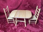 Vtg Drop Leaf Table 2 Wicker Chairs Concord Miniature Taiwan Dollhouse Furniture