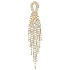 Sparkling Bridal Wedding Prom Rhinestone Tassel Long Dangle Drop Large 18k Go   