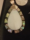 925 Sterling Silver Vintage Lee Sands Abalone Shell   Mop Teardrop Earring Set  