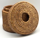 Round Rattan Tissue Box Or Toilet Paper Roll Holder Cover Dispenser  Beach House