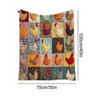 Vintage Rooster Plaid Flannel Blanket Warm Comfy Funny Chicken Throw Blanket