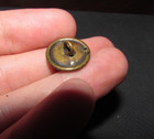 Antique Victorian Stamped Brass   Marcasite Inlay Collar Button Child In Basket