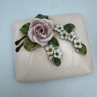 Vintage Wildwood Pasadena Ceramics Trinket Box Wheelbarrow Floral Pink Rose