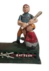 Antique Cast Iron Hometown Battery  possums  Baseball Mechanical Coin Bank Works