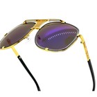 Sunglasses Gold Frame Blue Mirror Lens Fashion Pilot Sun Glasses  Beach Driving
