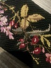 Black Needlepoint Bell Pull Floral Motif Long W brass Fittings Hong Kong 29   