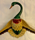 Vintage Lacquerware Hand Painted Swan Goose Duck Bird Clothes Hanger 17    - Ds31