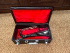 Brand New Silver Bugle Horn W  Mouthpiece   Red Velvet Leather Case Band