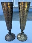 Brass Bud Vase India Vintage Hand Engraved Floral Design 6 5   