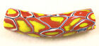 Old Venetian Glass Millefiori Elbow African Trade Bead Yellow Red Blue   White