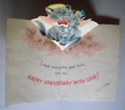 Cat Family Glitter Hallmark Vintage Wedding Anniversary Greeting Card  vv9