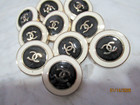 Chanel 10 Buttons Black  White  Gold  Tone Metal Cc   17mm So Pretty Lot 10