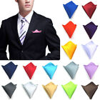 4pcs Plain Pocket Square Wedding Mens Satin Solid Handkerchief Hanky Jacket Suit